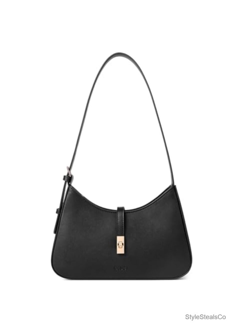 Small Vegan Leather Shoulder Bag Crescent Hobo Purse Adjustable Strap
